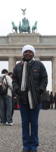 All weather tourist. At the Brandenburg Gate
